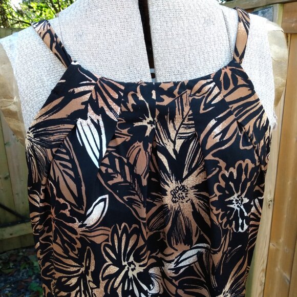 Brown Black Floral Dress Size Medium Sleeveless Liz Claiborne - Picture 4 of 10